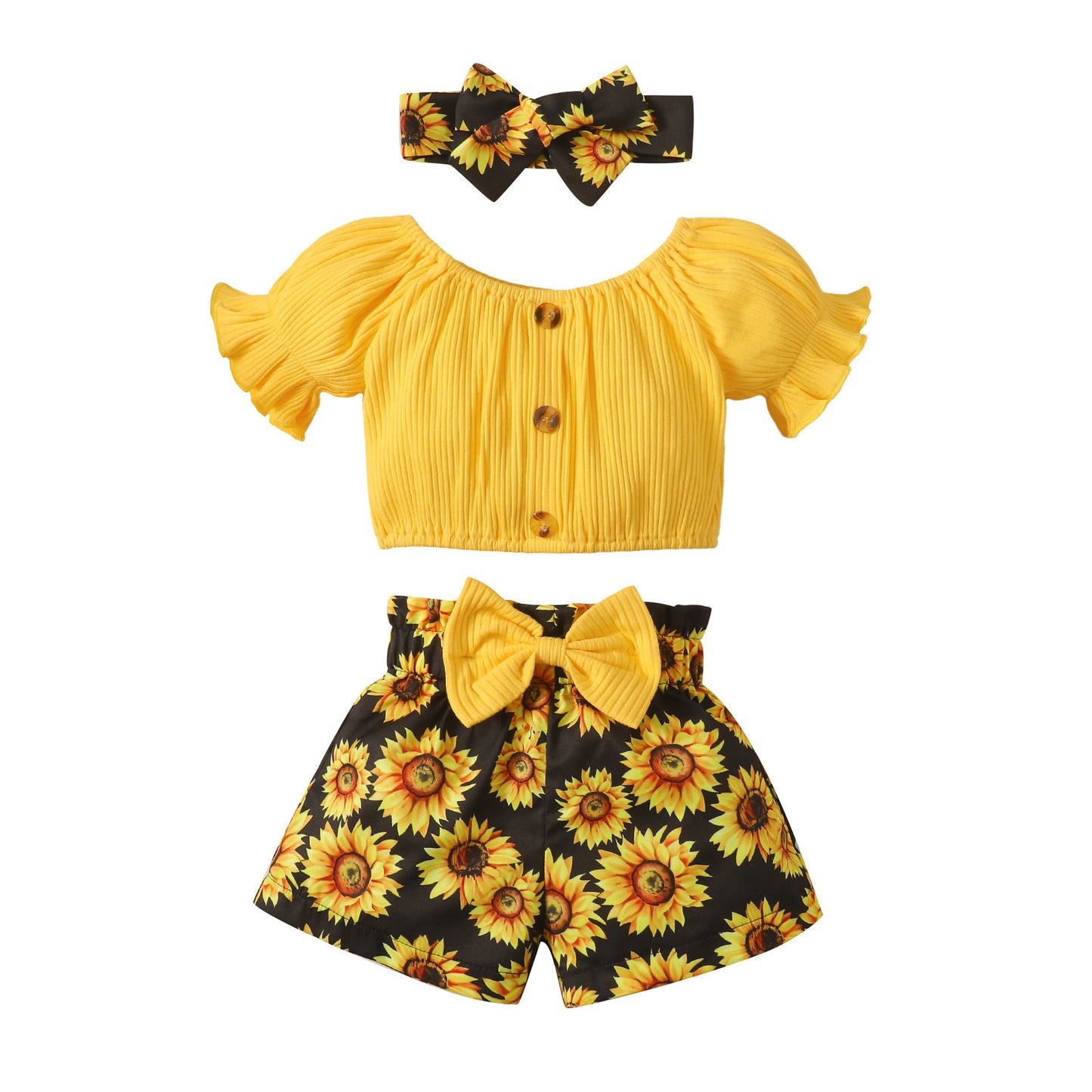 Baby Printed Shorts Suit, Short Sleeve T-shirt 3pc Set