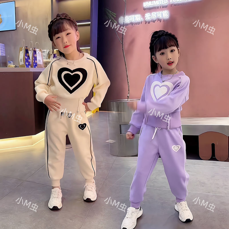 Girls' Spring & Autumn Sports Tracksuit, Western Style Fashion