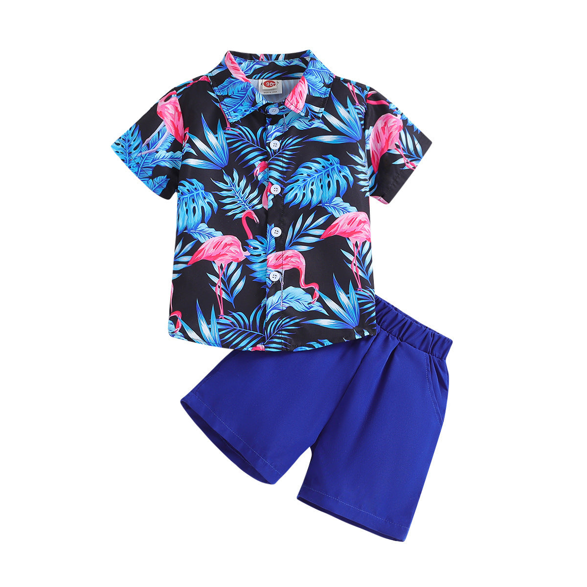 New Boys' Tropical Short-sleeved Printed Shirt And Shorts Two-piece Set