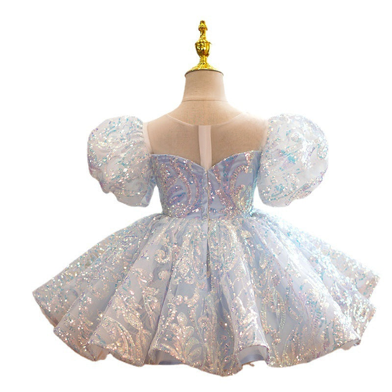 Girl's Dress Blue Sequined Pettiskirt, Party Dress