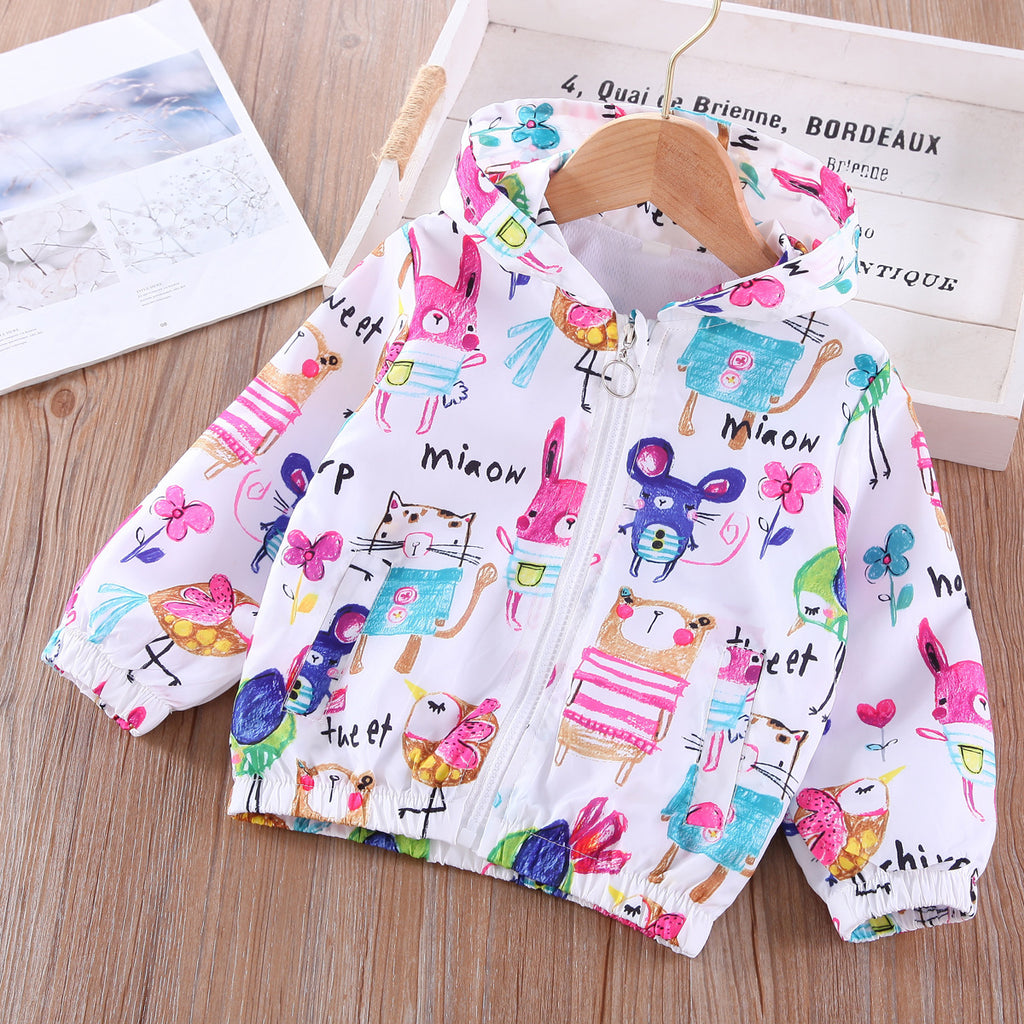 Girls' Printed Cartoon Spring Jacket