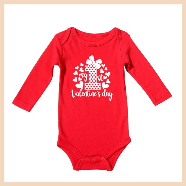 Baby Valentine' s Day Red Cotton Romper