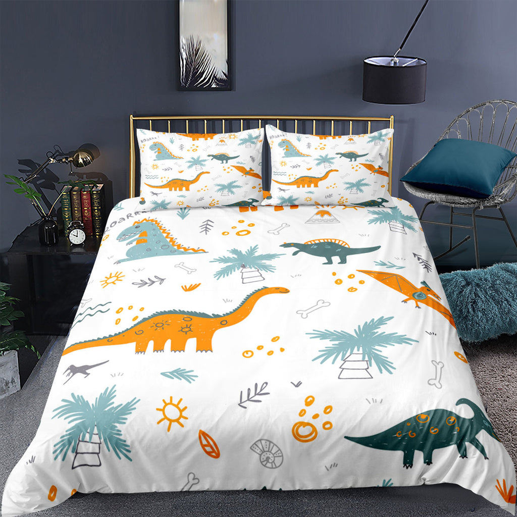 Boys' Cartoon Dinosaur Bedding Queen 3pc Set