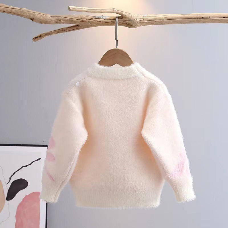 Girls' Winter Pullover Mink Fur Knitted Sweater