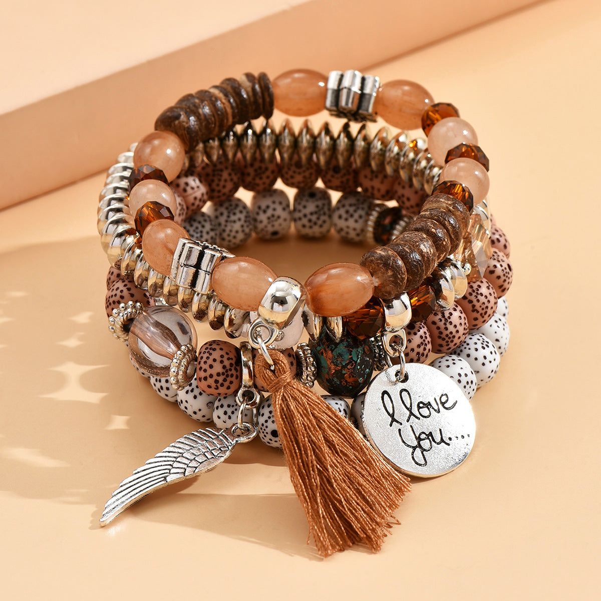 Multilayer Bracelet With Tassel 4-Piece Set