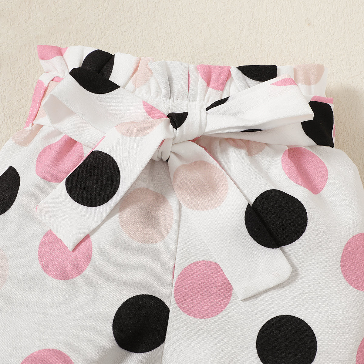 Baby Girl's Letter Short Sleeve Poke A Dot Shorts 2pc Set