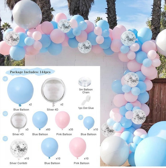 Blue Pink Gender Reveal Theme Arch Balloon Garland Set