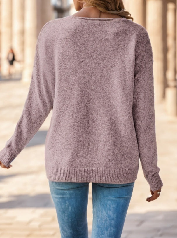 Women's Solid Colour Long Sleeved Sweater