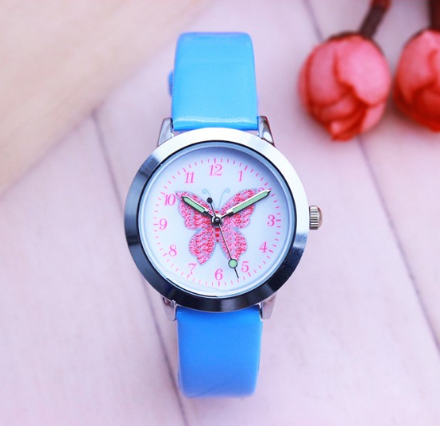 Kids Quartz Watch Student Girls Cute Colorful Butterfly Dial Waterproof Watch