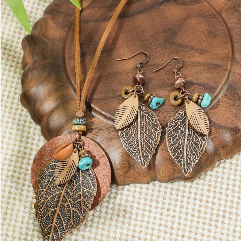 Earrings Necklace Bohemian Retro Set