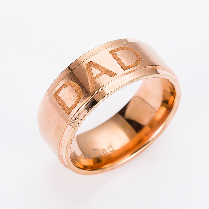 Monogram Titanium Steel Men's Ring, Gift For Dad