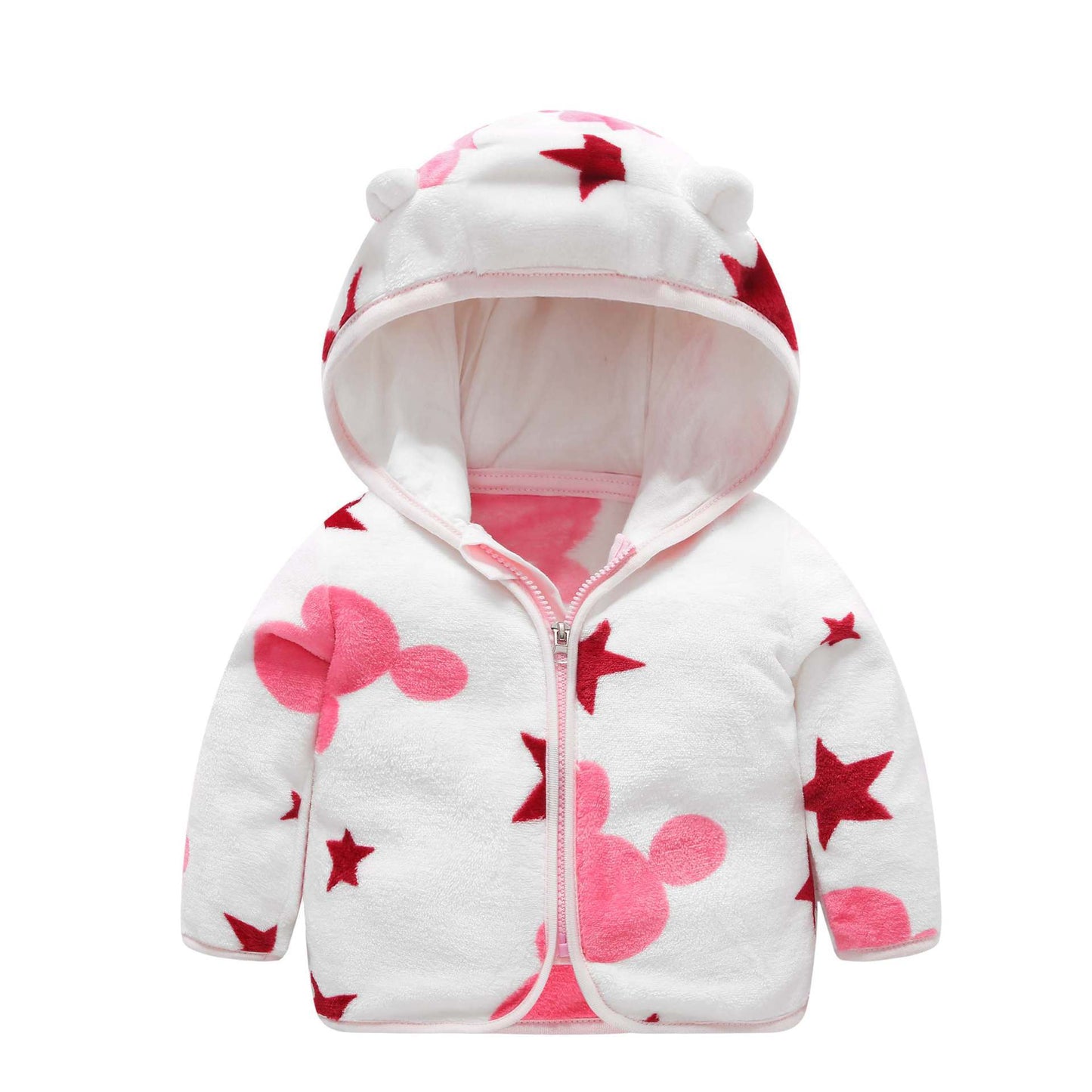 Children's Coral Fleece Jacket Padded Warm Hooded Top