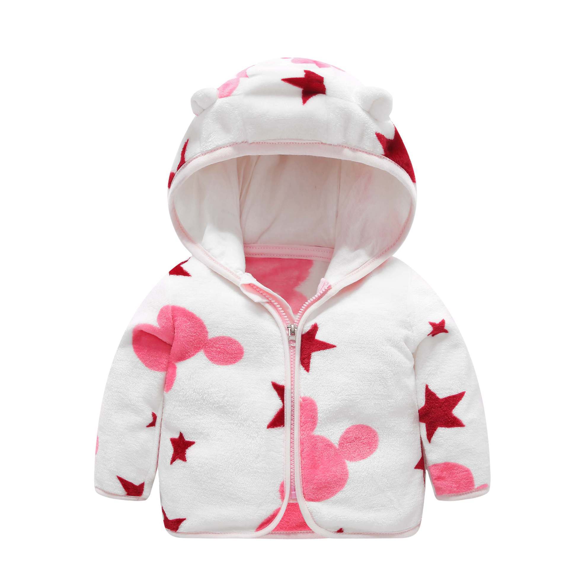 Children's Coral Fleece Jacket Padded Warm Hooded Top