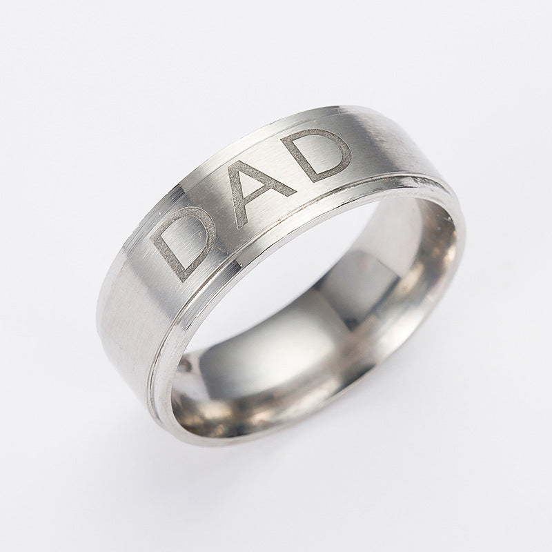 Monogram Titanium Steel Men's Ring, Gift For Dad