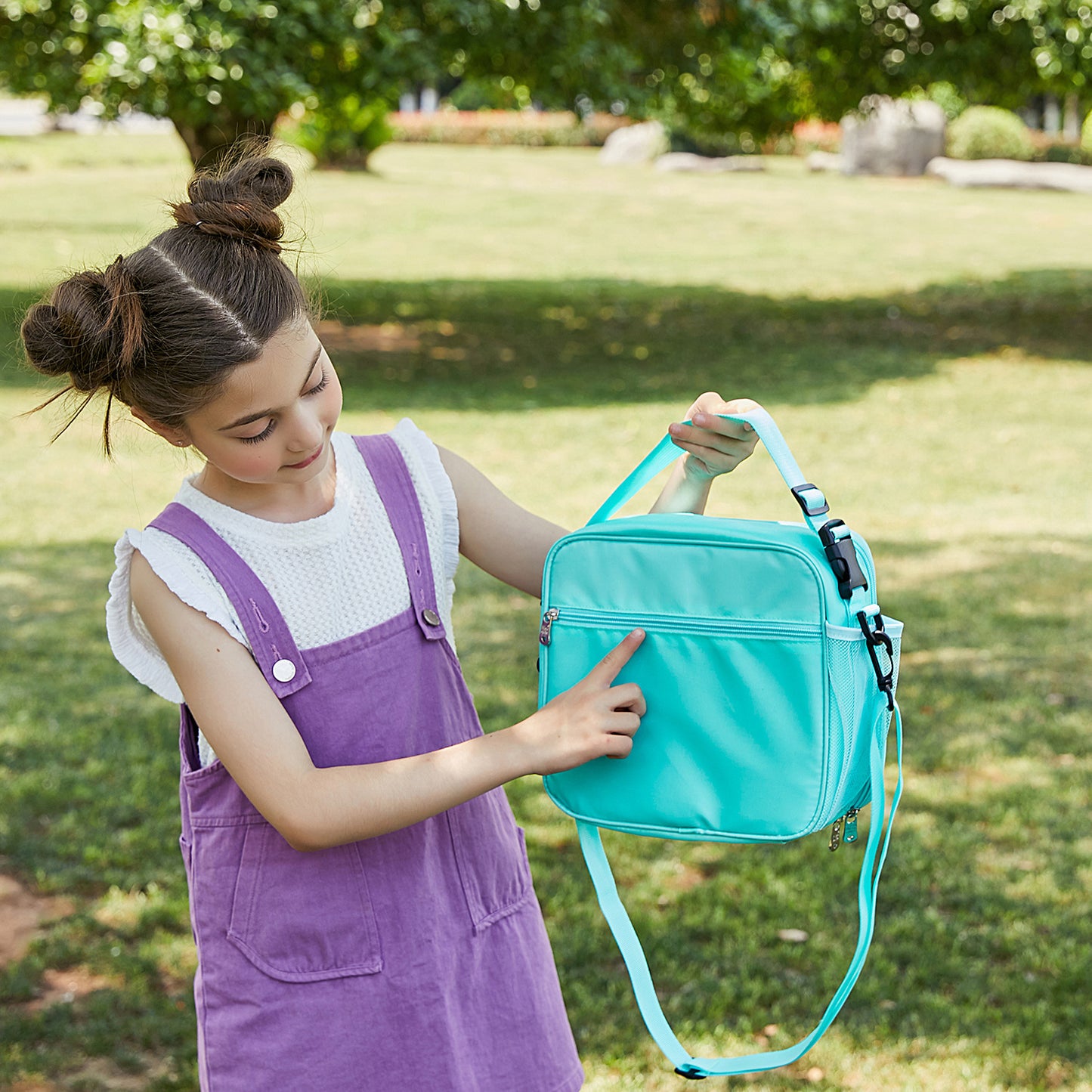 Girls' Simple Rainbow Color Insulated Bento Lunch Bag