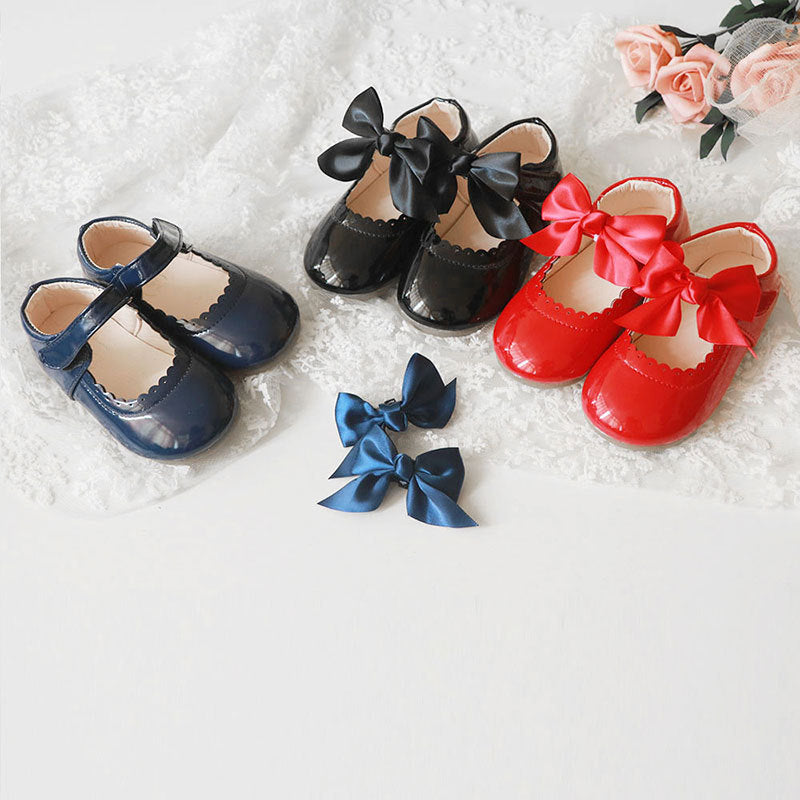 Spring And Autumn Girls Shallow Mouth Pumps Leather Shoes Temperament Girl Bow