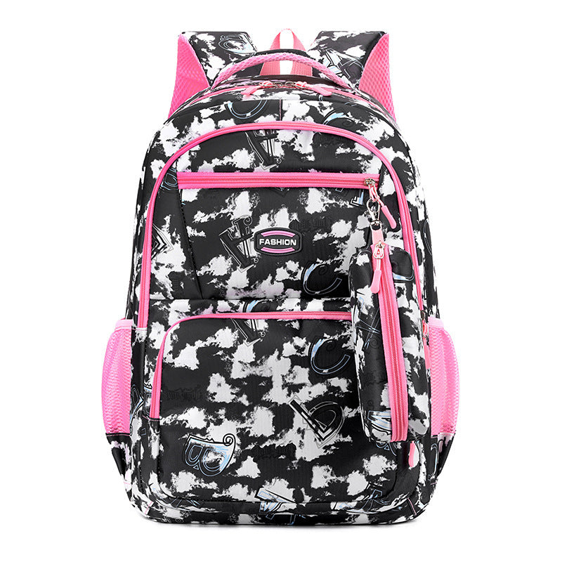 New Letter Print Backpack With Pencil Case, Primary School Students Schoolbag For Girls