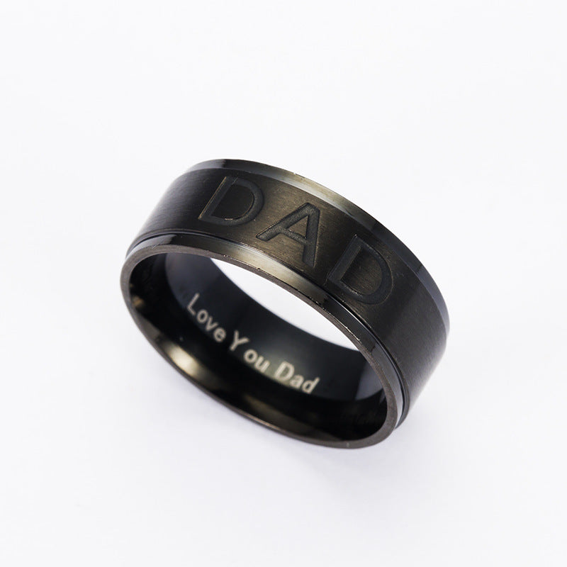 Monogram Titanium Steel Men's Ring, Gift For Dad