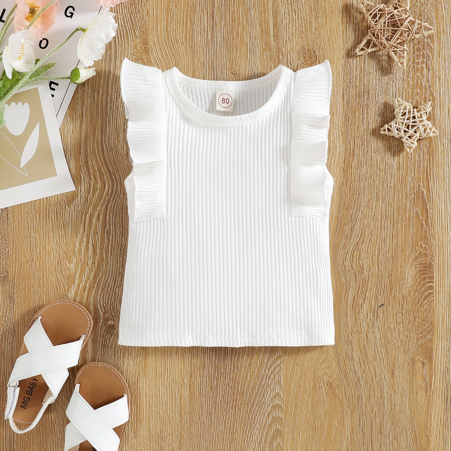 Pit Stripe Flare Sleeveless Floral Corduroy Skirt 2pc Set