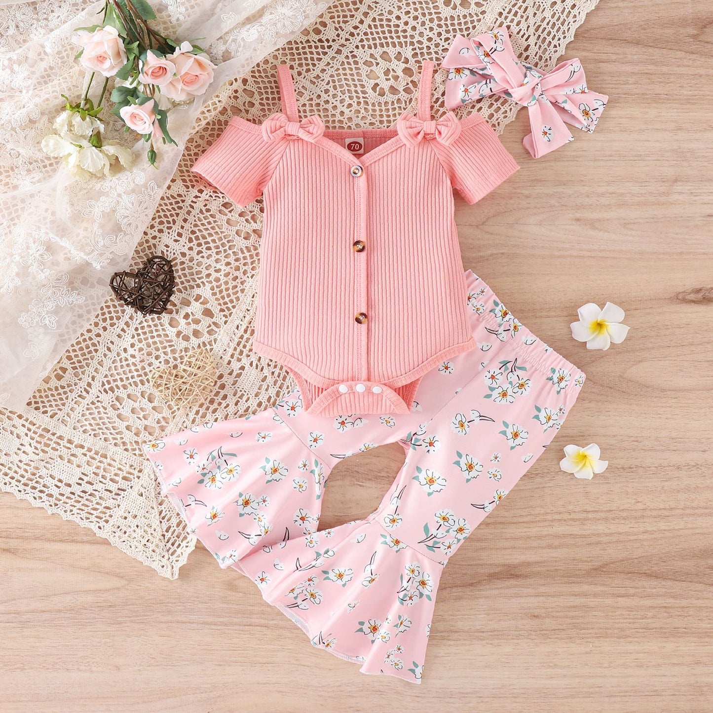 Summer Baby Girl Romper Bell-bottom Pants Suit