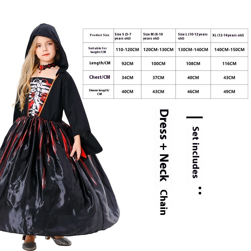 Halloween Witch Vampire Costume Horror Skull Dress Up Performance