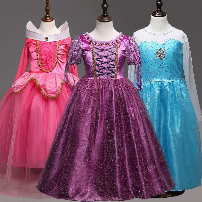 Princess Dress Inserted Beads Bright Silk Performance Dress