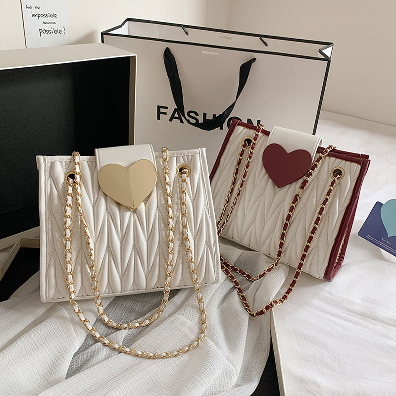 Women's Small Foreign Fashion Heart Chain Handbag, Valentine's Gift Idea