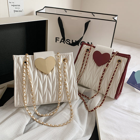 Women's Small Foreign Fashion Heart Chain Handbag, Valentine's Gift Idea