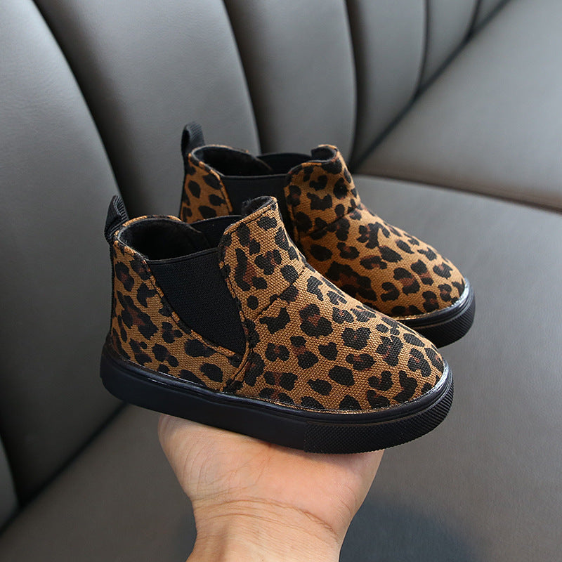 Leopard Print And Velvet Ankle Boots