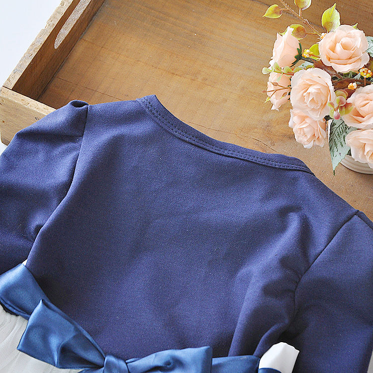 Flower Bow Long Sleeve Dress