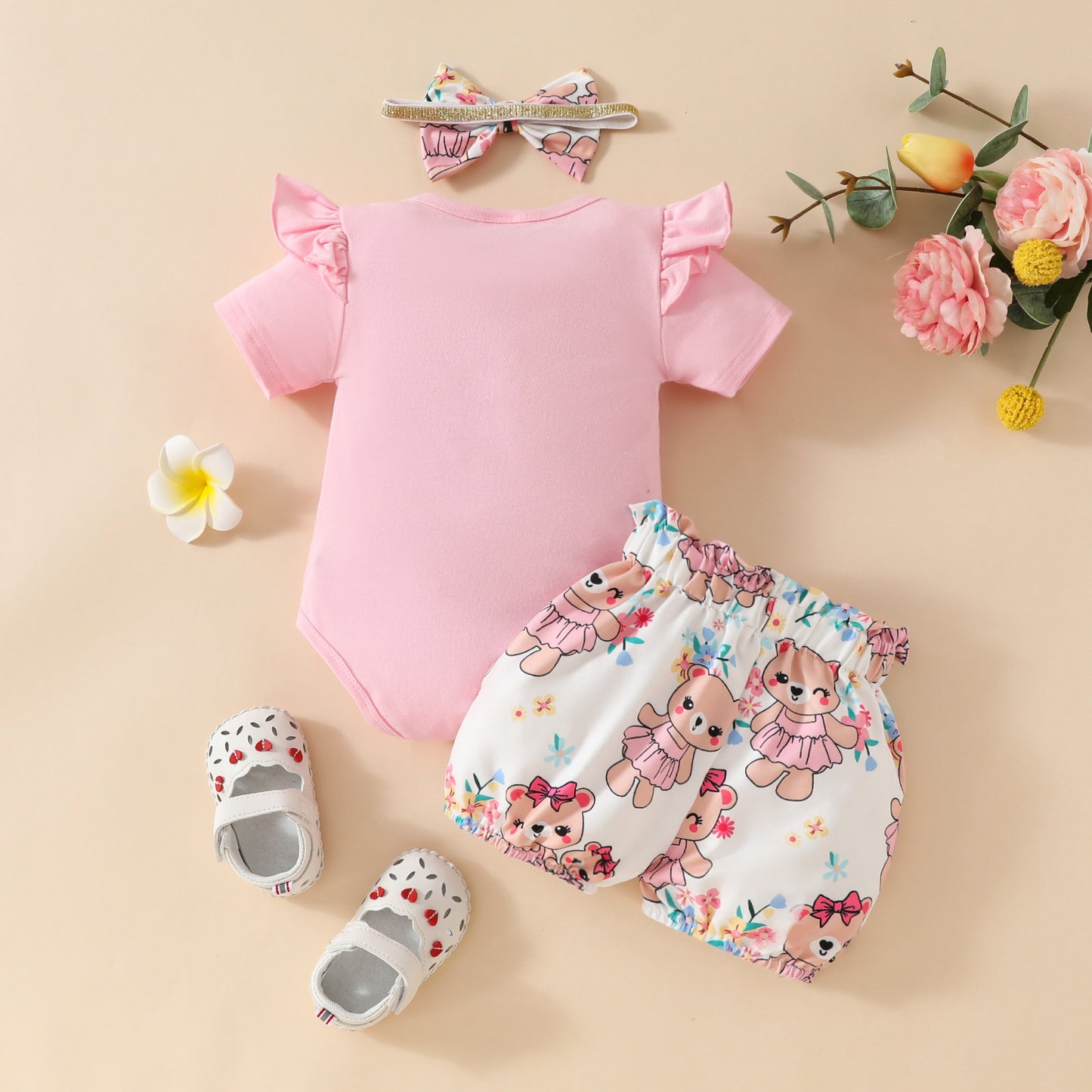 Sweet Cute Baby Summer Short Sleeve Shorts Suit