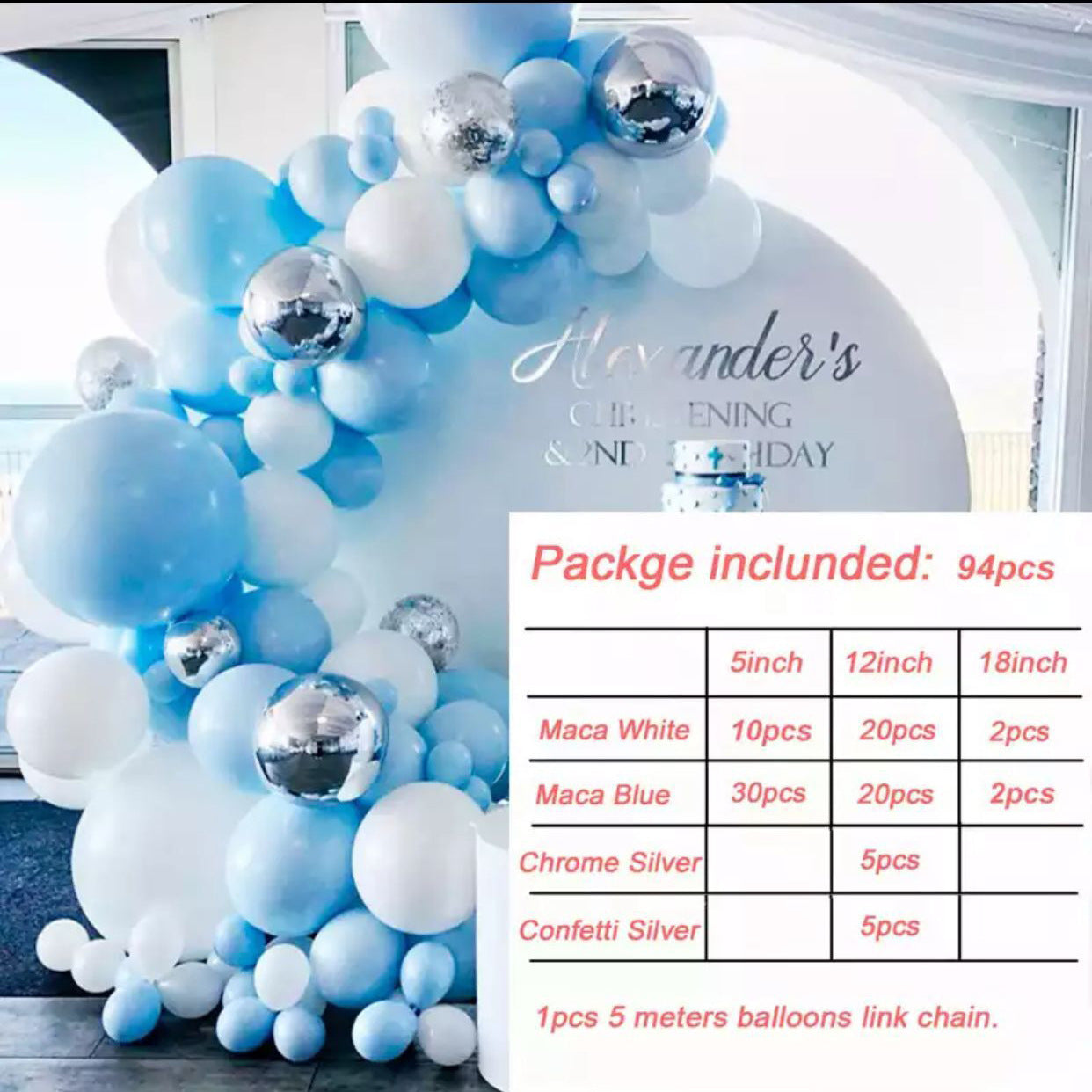 Birthday Party Decoration Balloon Garland Set