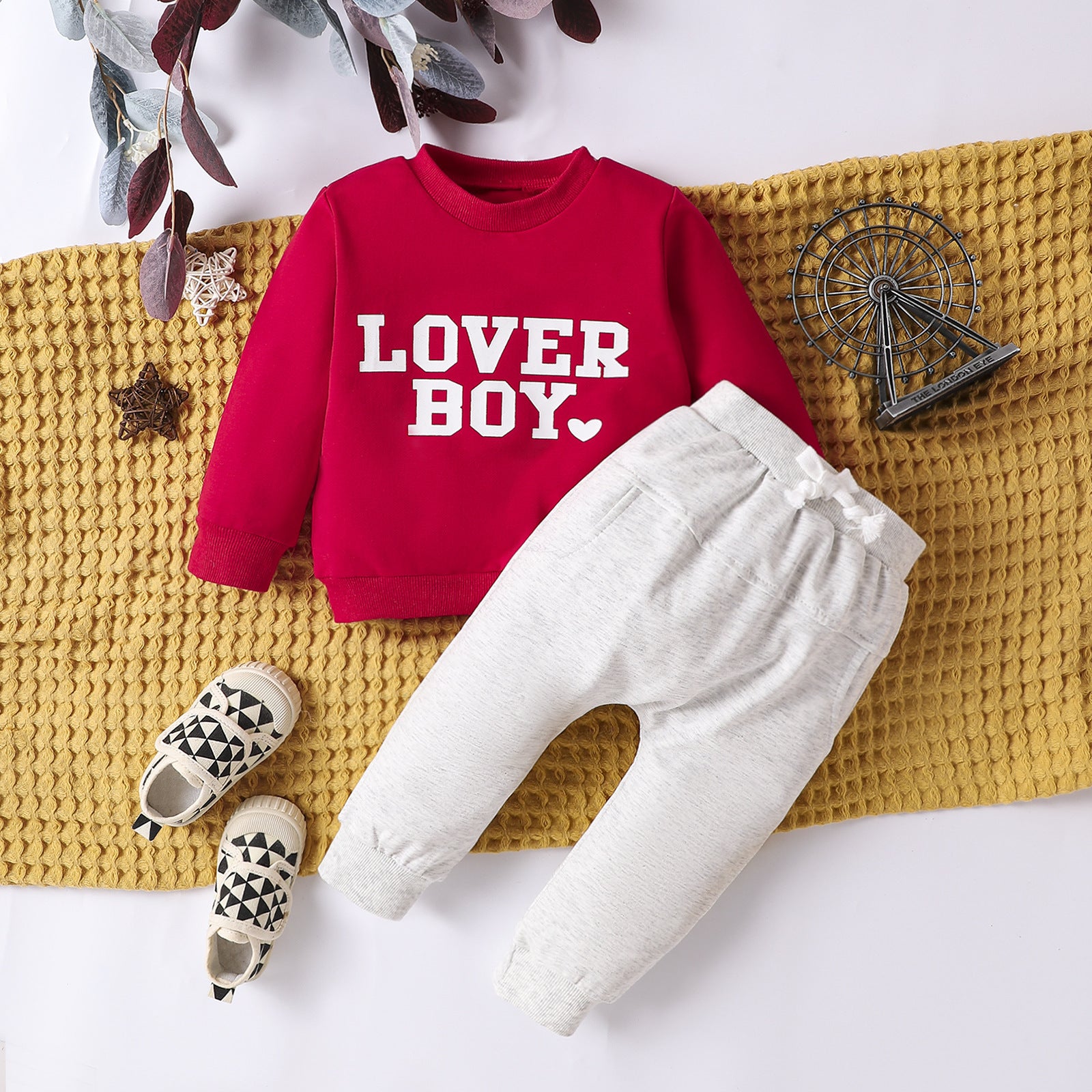 Baby/Toddler Casual Sports Red Top Grey Trousers Set