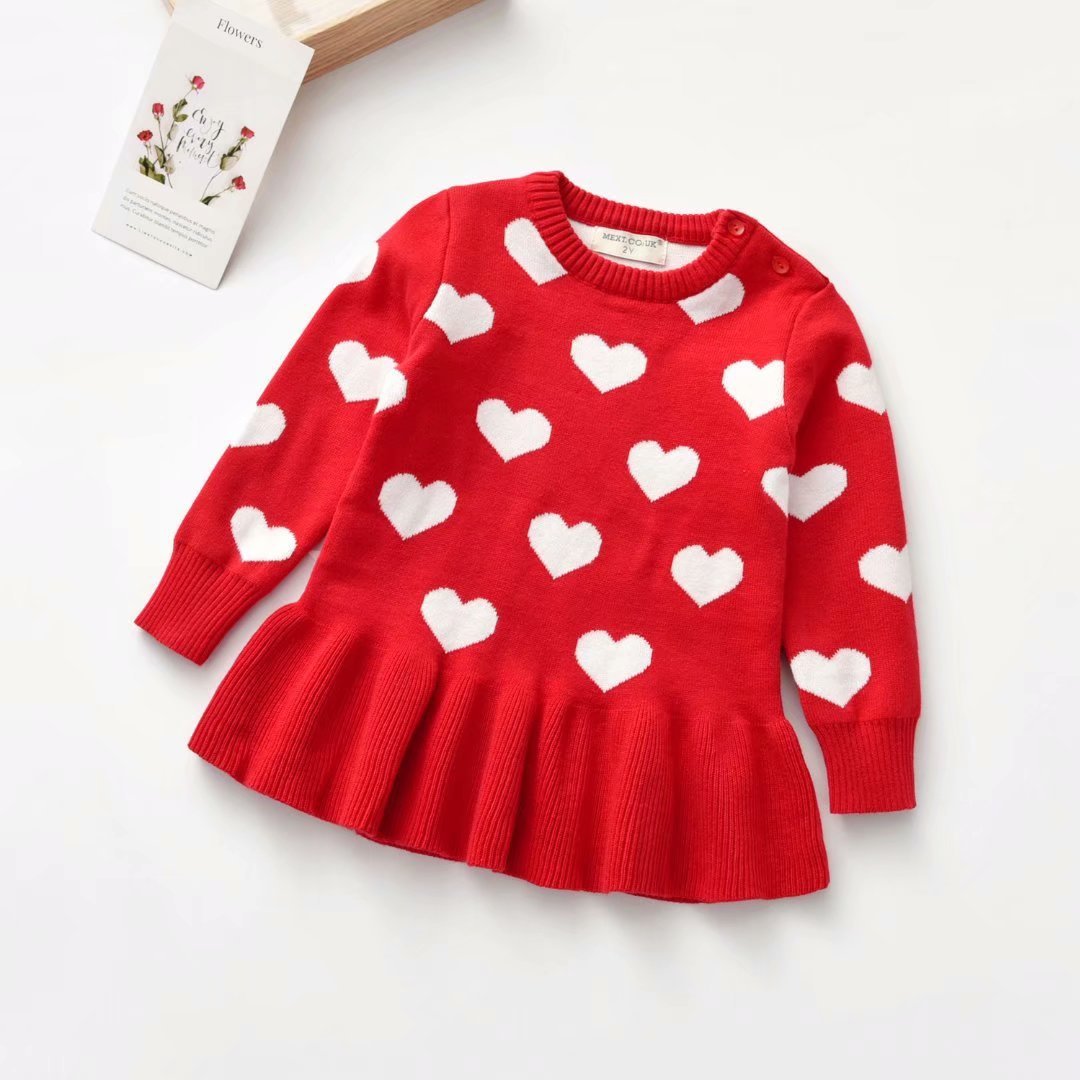 Girls' Winter Heart Sweater, Valentine's Top