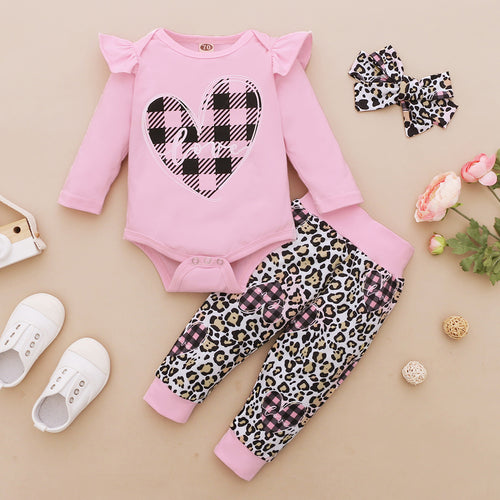 Baby Valentine's Day Long Sleeve Jumpsuit Pants 3pc Set