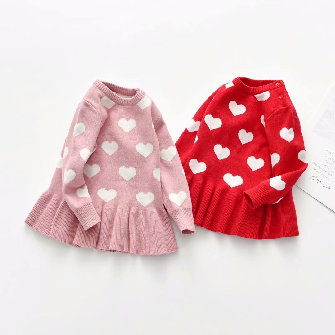 Girls' Winter Heart Sweater, Valentine's Top