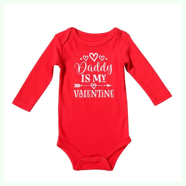 Baby Valentine' s Day Red Cotton Romper