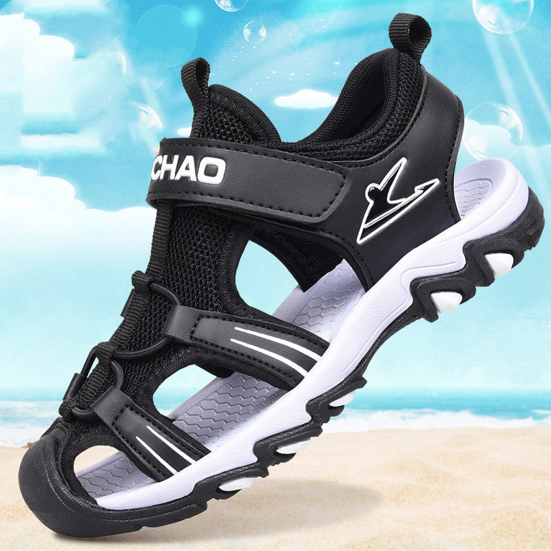 Boys Sandals Soft Sole Black Children's Beach Shoes Non-slip