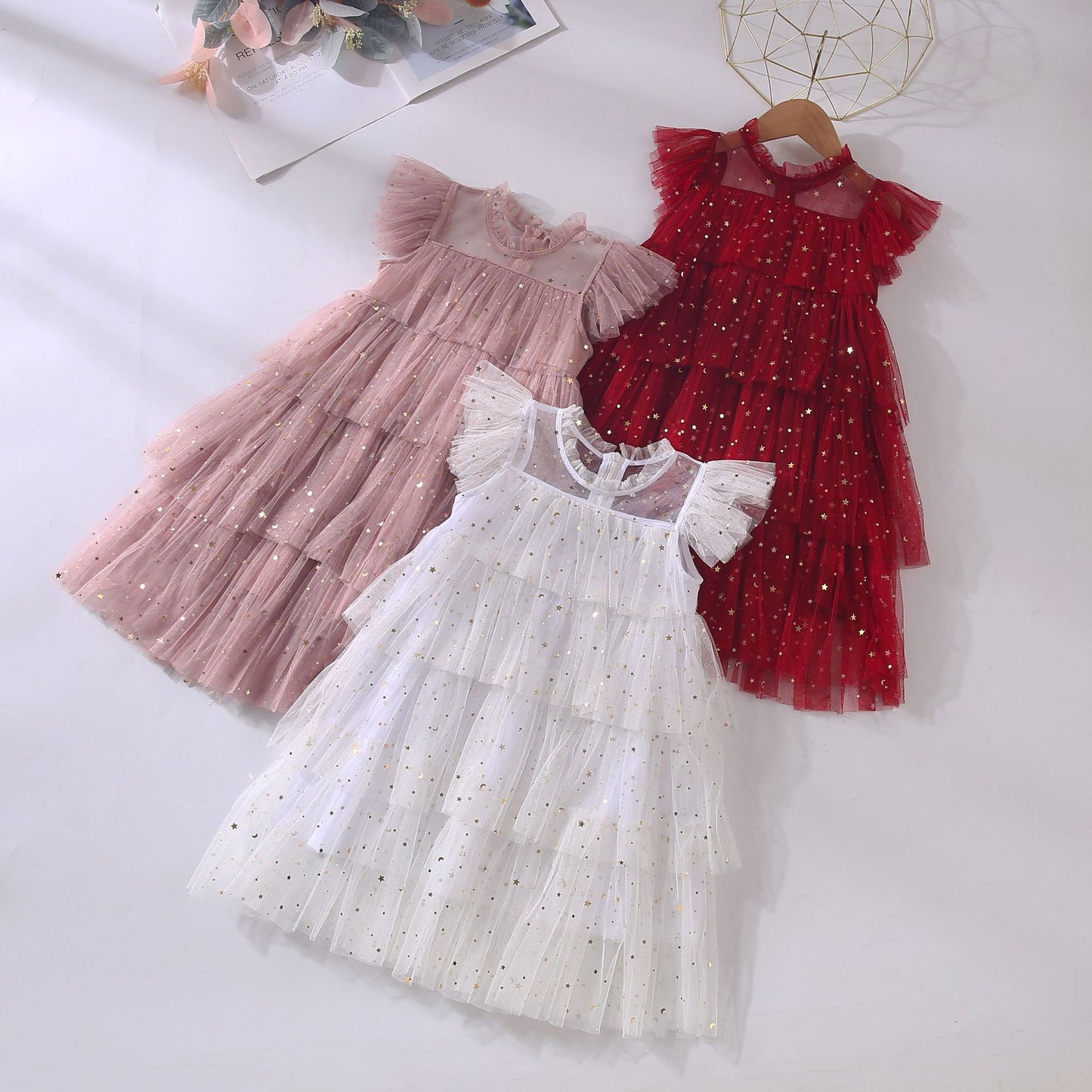 Girls' Fairy Star Sequins Cake Dress