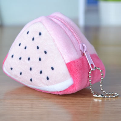 Children's Day Creative Gift Plush Solid Triangle Fruit Zero Wallet Coin Bag Key Bag Strap