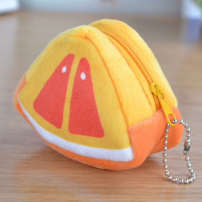 Children's Day Creative Gift Plush Solid Triangle Fruit Zero Wallet Coin Bag Key Bag Strap