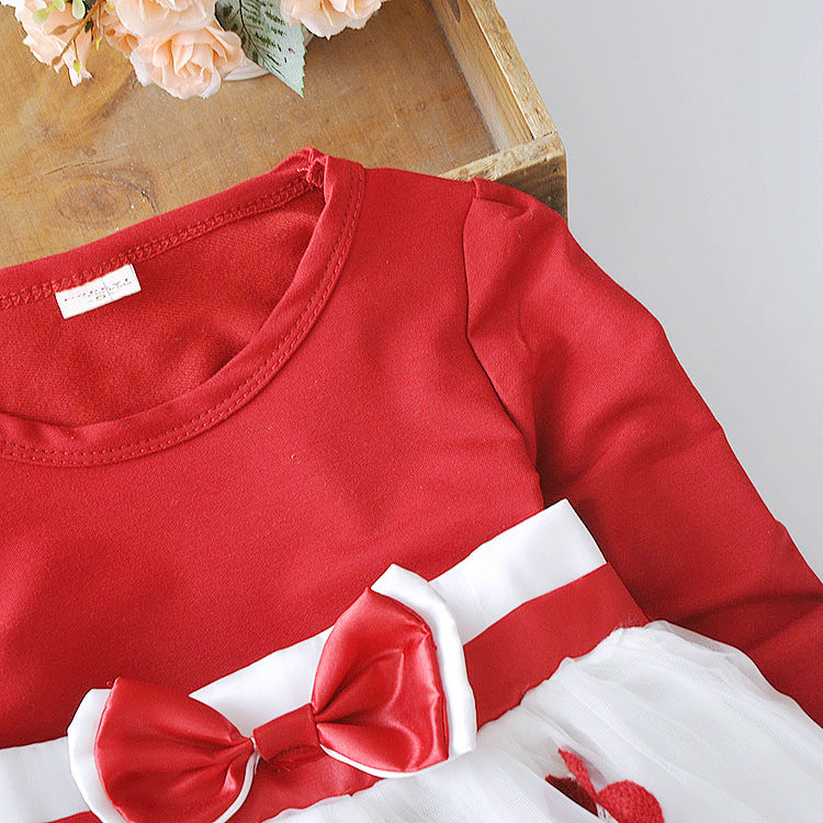 Flower Bow Long Sleeve Dress