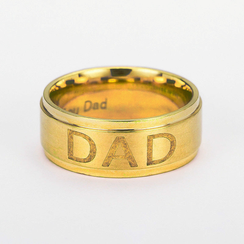 Monogram Titanium Steel Men's Ring, Gift For Dad