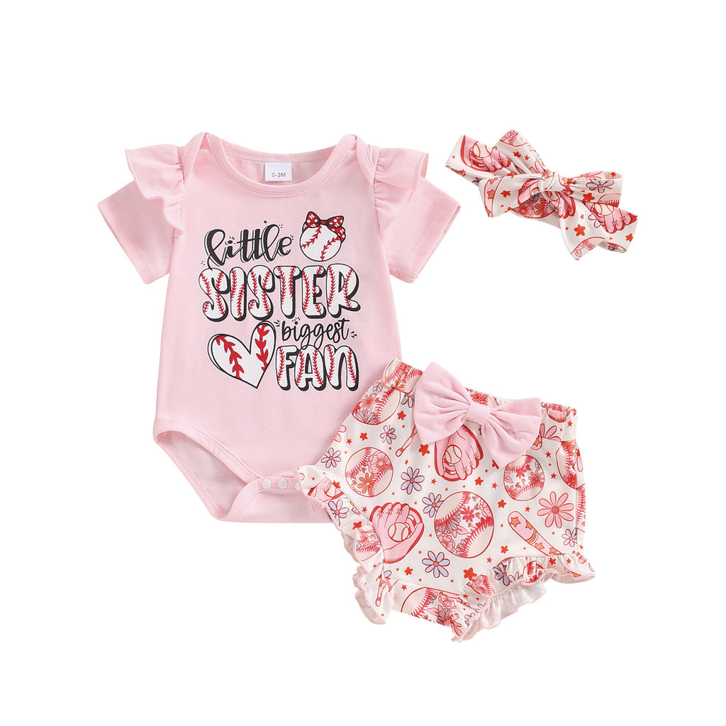 2024 Summer Girls' Letter Printing Onesie Set