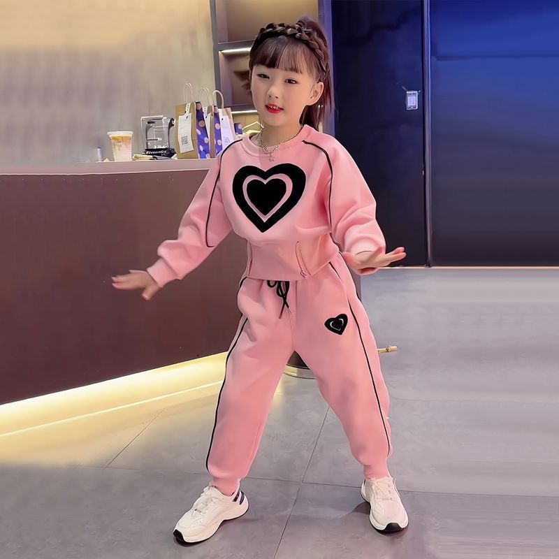 Girls' Spring & Autumn Sports Tracksuit, Western Style Fashion