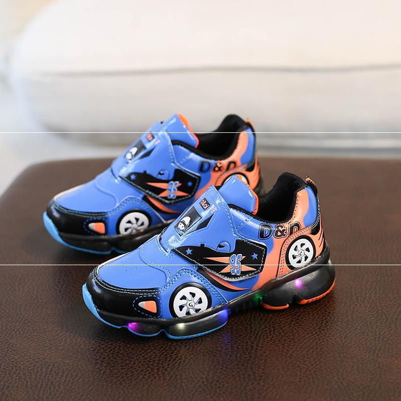 Boys' Cartoon Beathable Non-slip Glowing Sneakers