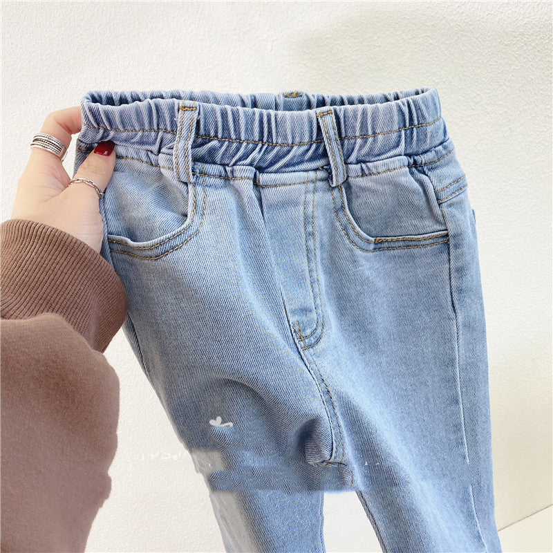 Girls' Wear Slim Bell Bottomed Trousers, Toddler Slim Elastic Pants
