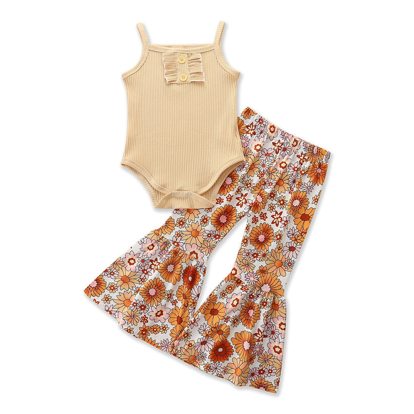 Summer Fashionable Cute Strap Girls' 2pc Set