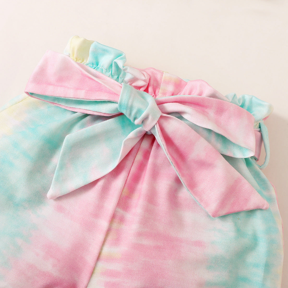 Girls' Summer Short-sleeved Top Tie-dye Shorts Two-piece Set