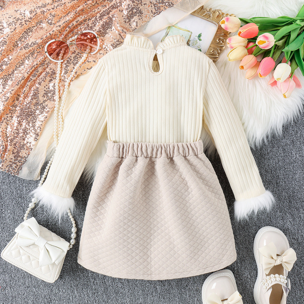 Girls' Knitted Sweater And Skirt Two-piece Set